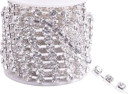 Miniatura 20 de KAOYOO - Cadena de diamantes de imitación de 9 metros (10 yardas) con cierre de 2.5 mm para manualidades de costura, decoración DIY (plata)