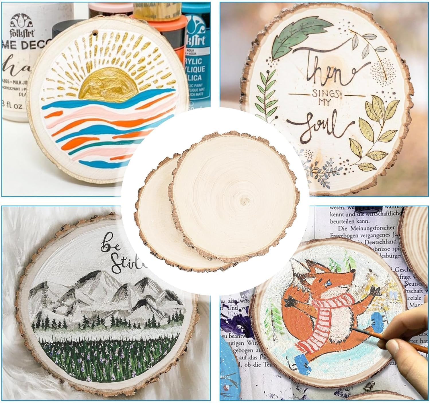 Wood Slices,Wood Slices for Centerpieces Table Decorations,Unfinished Rounds Wood for Crafts,Wood Slice for Rustic Wedding Decoration Projects, Natural Paulownia Wooden Slabs(11-12inch 6pcs)