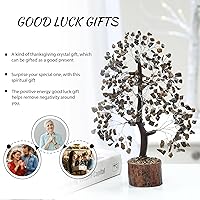 Vista 6 de PYOR Ojo de tigre, árbol de cristal curativo, decoración de oficina para mujeres, árbol de gemas, piedra de ojo de tigre, regalos de buena suerte