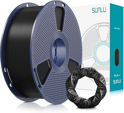 23 – SUNLU PLA Plus Filament 1.75mm Black 1KG, Neatly Wound 3D Printer Filament 1.75mm, PLA+ 1000g, Dimensional Accuracy +/- 0.02 mm, Fit Most FD…