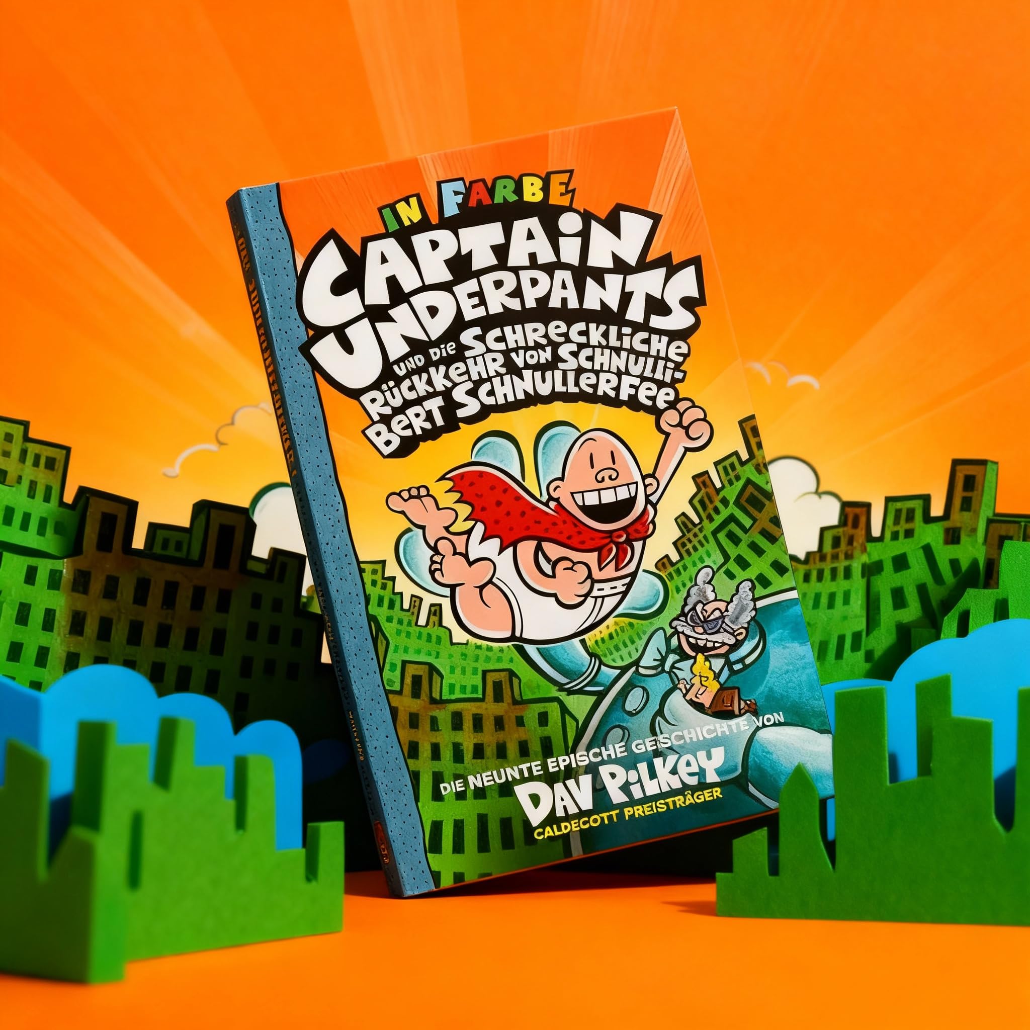 Dav Pilkey Captain Underpants Buchset Band 6-10 – Kinderbuch-Reihe – Comicroman-Serie für Kinder – lustige Abenteuer – beliebte Kinderbücher für Jungen und Mädchen mit exklusivem Lesezeichen
