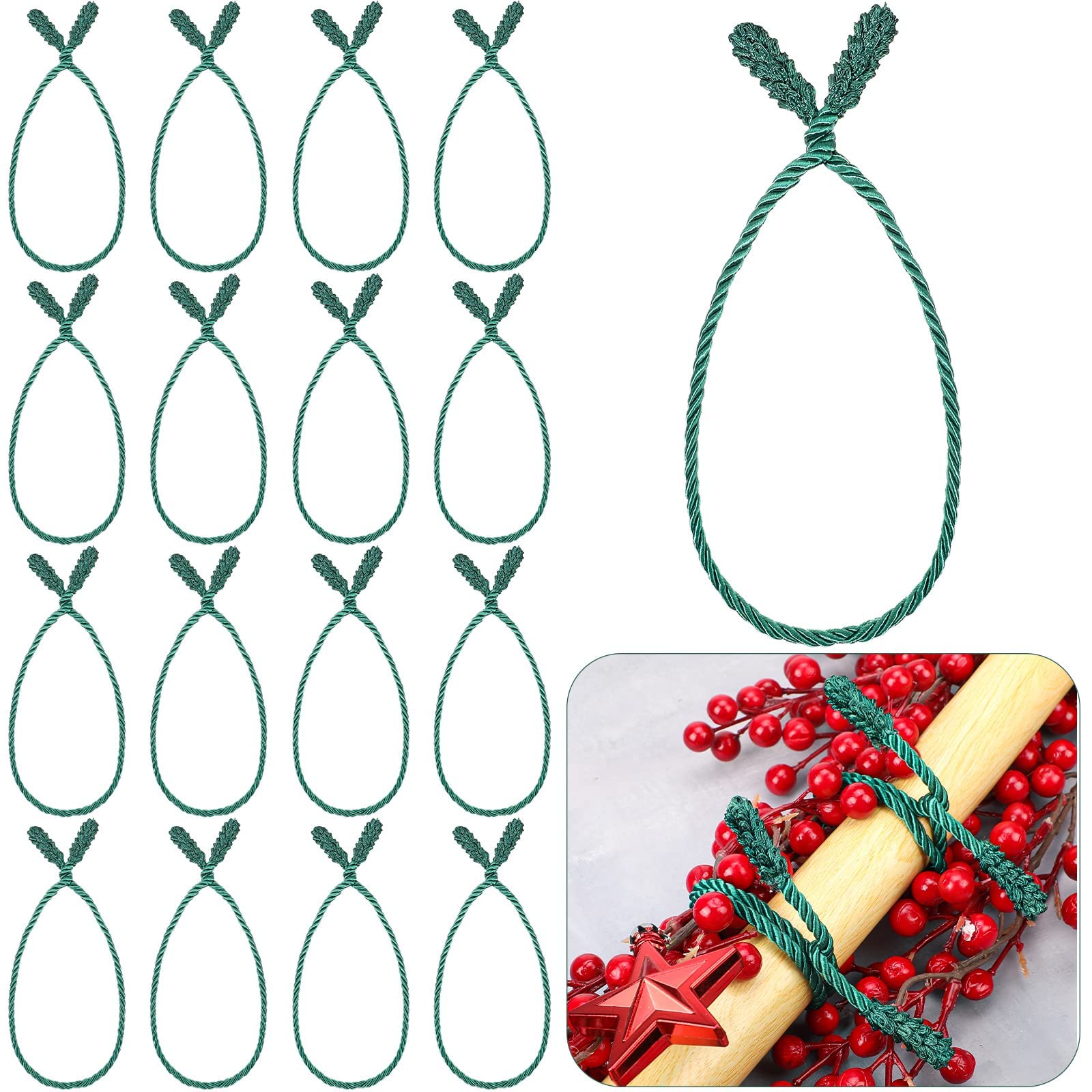Zhengmy 20 Inches Christmas Garland Ties ative Twist for Banister Reusable and Flexible Xmas Holiday Home ations Craft Wrapping (16 Pcs, Green)