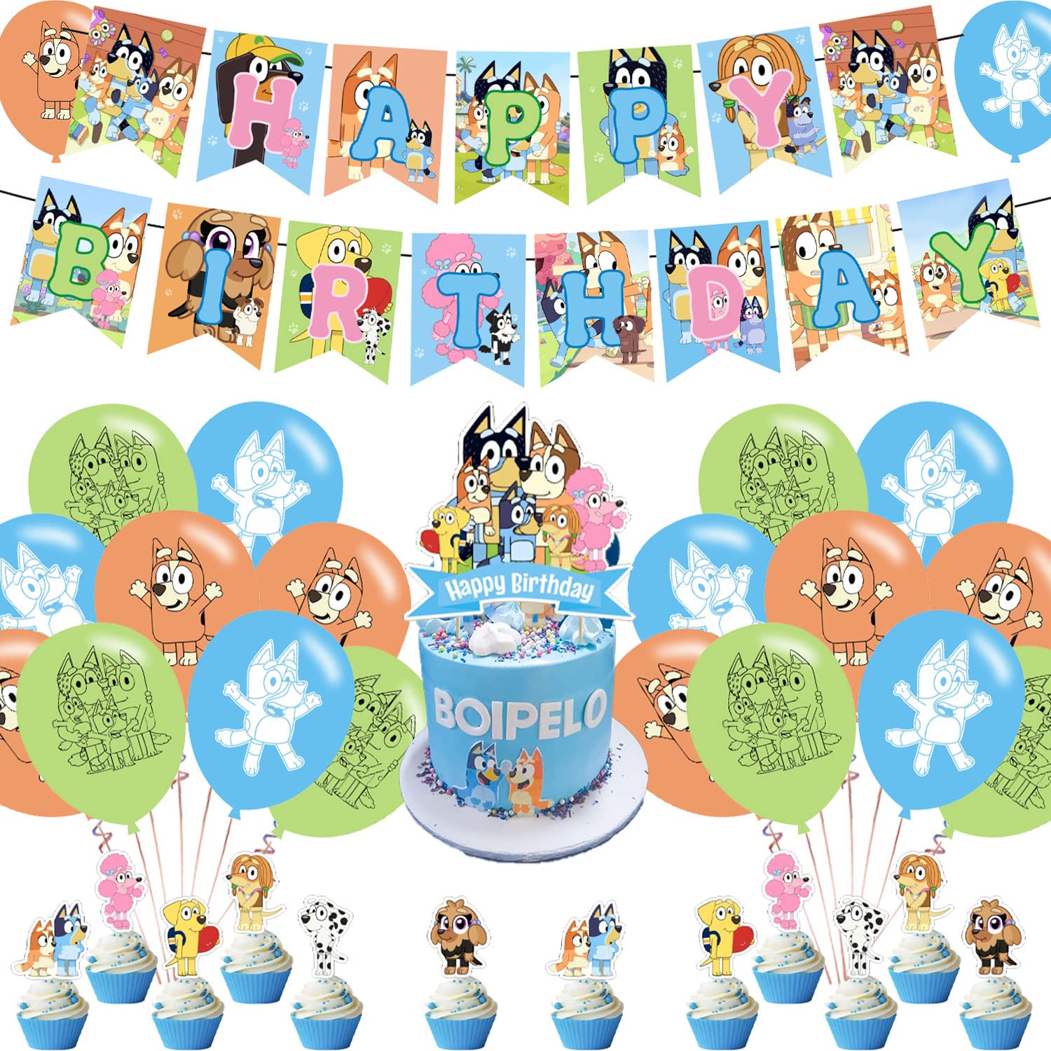 SKEPHWSKA 223-Piece Dog Party Supplies Set - Serves 20, Includes Plates, Cups, Napkins, Utensils, Balloons, Banner, Table Cover - Multicolor Cartoon Animal Themed Dog Birthday Party Decorations