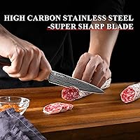 Vista 6 de Sunnecko 5 inch Kitchen Utility Knife,Multipurpose Small Kitchen Knife,High Carbon Stainless Steel Paring Knife for Fruit and Vegetable Cutting.