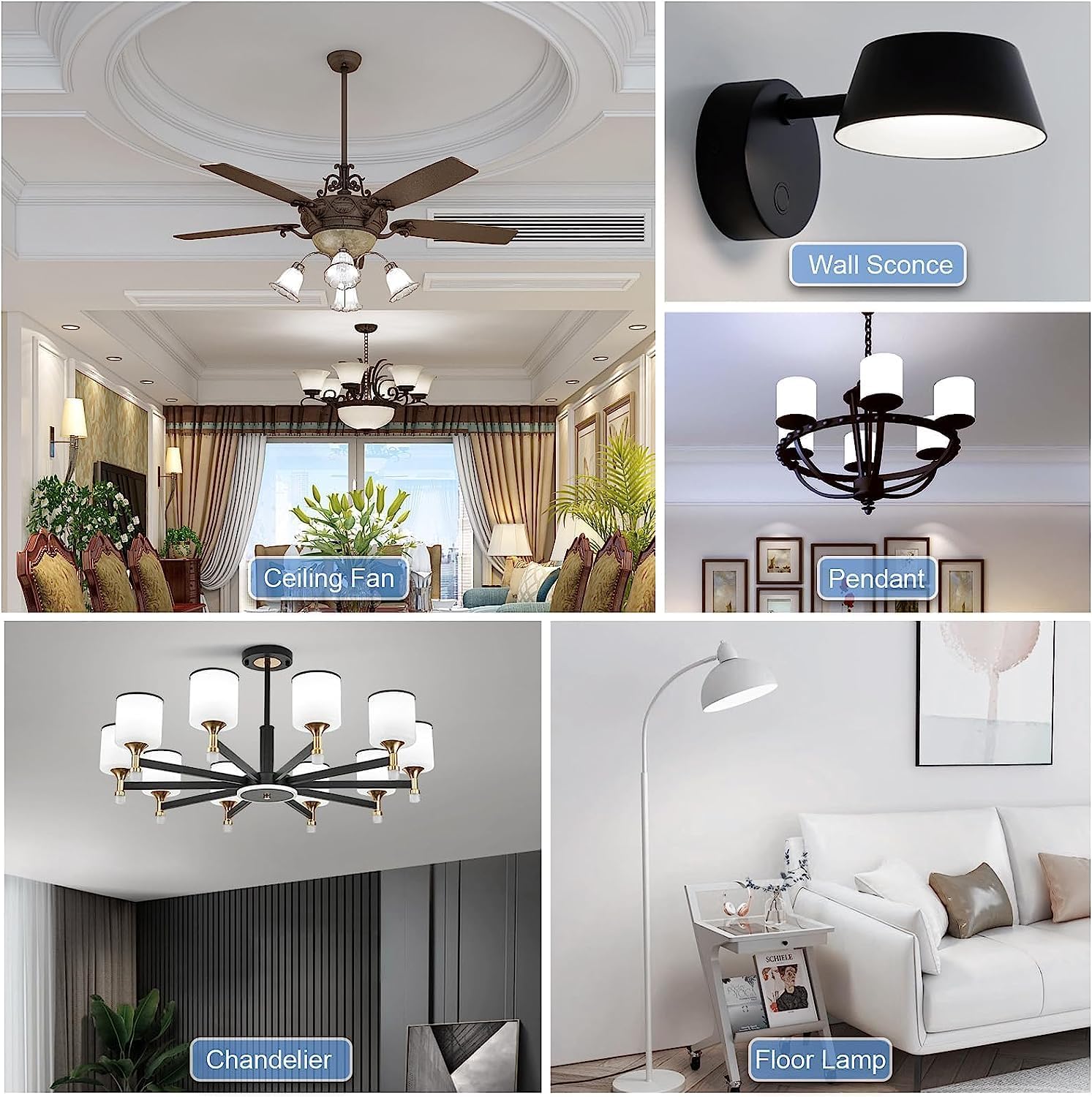 Leools E12 Led Chandelier Light Bulb,Frosted G16.5 Type G Round Light Bulb,60 watt 600lm 4000k Daylight,Dimmable Led Globe Light Bulbs for Ceiling Fan,Scentsy,Vanity,Candelabra LED Light Bulbs 6 pcs