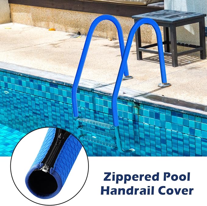 Cubierta para pasamanos de piscina 2 piezas 4 pies azul miniatura 3