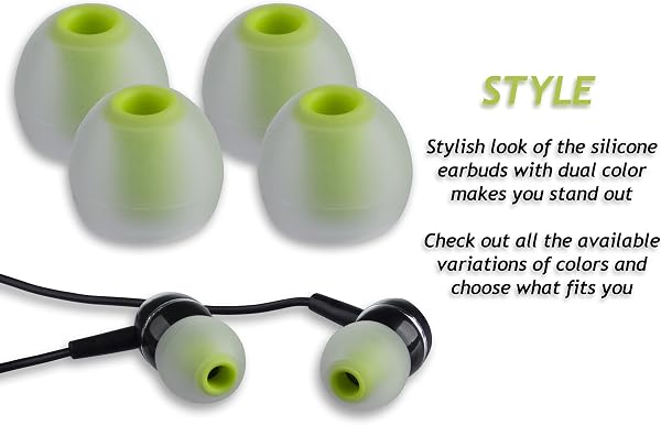 Xcessor (S 7 Pairs (14 Pieces) of Silicone Replacement In Ear Earphone Small Size Earbuds. Replacement Ear Tips for Popular In-Ear Headphones. Transparent/Green - 5
