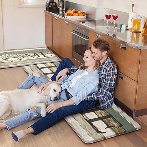Miniatura 8 de KIMODE 2 tapetes de cocina, acolchados antifatiga, alfombras y tapetes de cocina de granja, antideslizantes, impermeables, para piso, tapete de