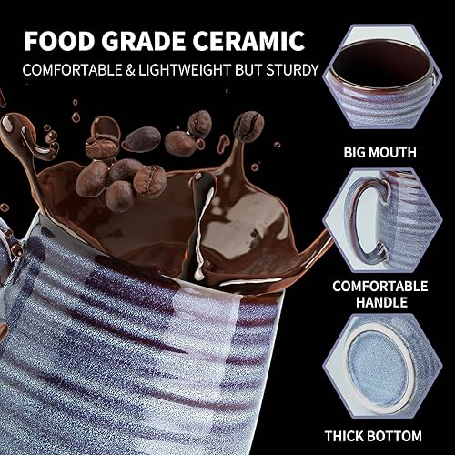 Miniatura 3 de Taza de café grande de cerámica de 20 onzas con asa grande para oficina y hogar, taza de café grande para té, café con leche, capuchino y cacao,