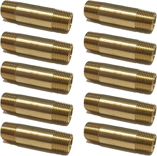 Miniatura 7 de Boquilla larga de latón 38" X 38", 2-12" de longitud, macho NPT MNPT combustibleaireaguaaceitegas WOG (cantidad 01)