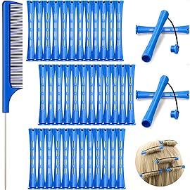 WILLBOND 36 Pieces Cold Wave Rod Hair Perm Rods Hair Rollers Perming Curlers with Steel Rat Tail Comb for Hairdressing Styling