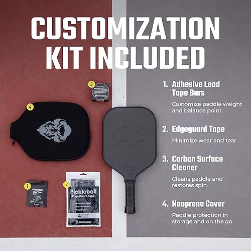 Miniatura 6 de Paleta de pickleball de fibra de carbono, superficie Toray T700 sin procesar que proporciona el máximo giro de la bola. Formas de raqueta de