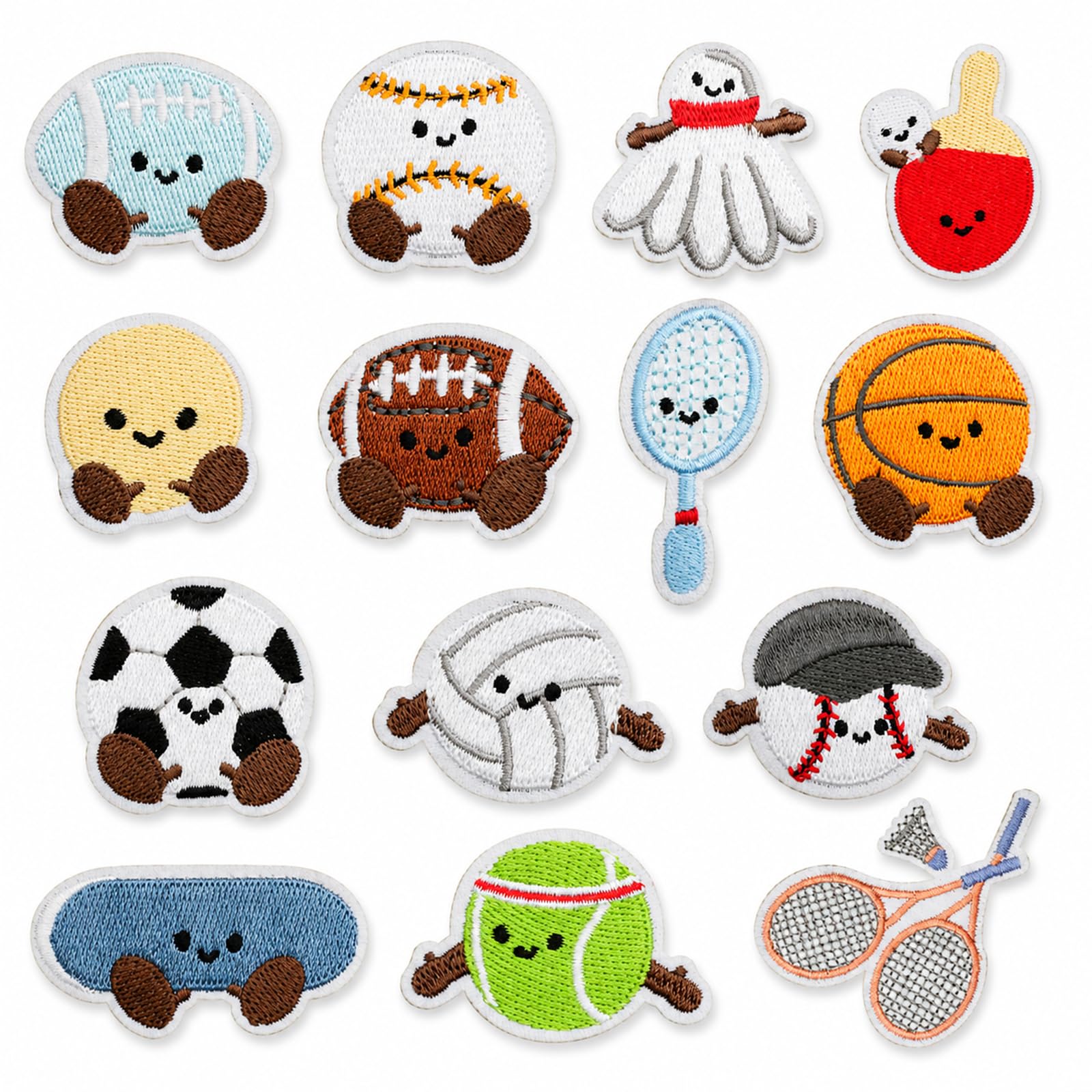 Exylosluxek Ball Iron on Patches, 14 Embroidered Cartoon Ball Iron on Patches for Clothing and Fabric Accessories