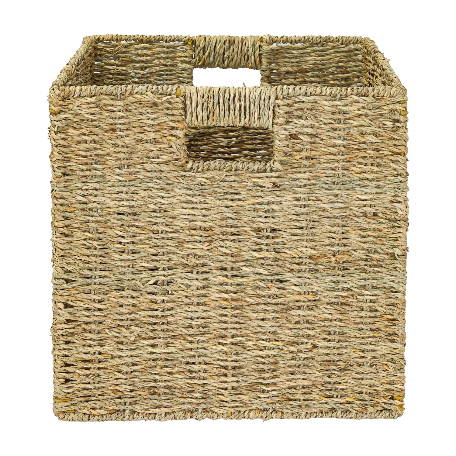 HMF Aufbewahrungskorb passend für KALLAX Regal, Korb geflochten aus Seegras mit Griffen | 4er Set | 32 x 34,5 x 32 cm | Natur
