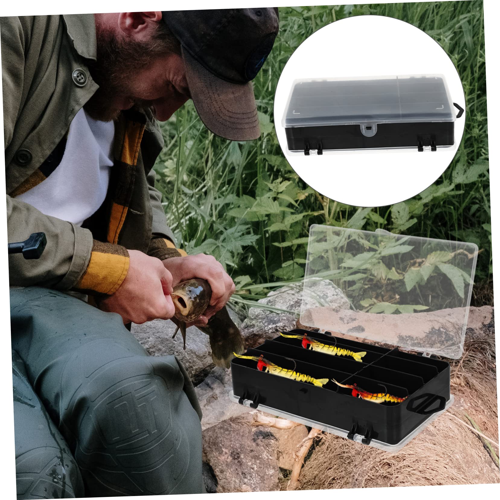 TOYANDONA Scatola Accessori per La Pesca Contenitori Container di Attrezzatura da Pesca Scatole per Esche da Pesca Custodia per Esche Contenitore per Esche da Pesca Pp Nero