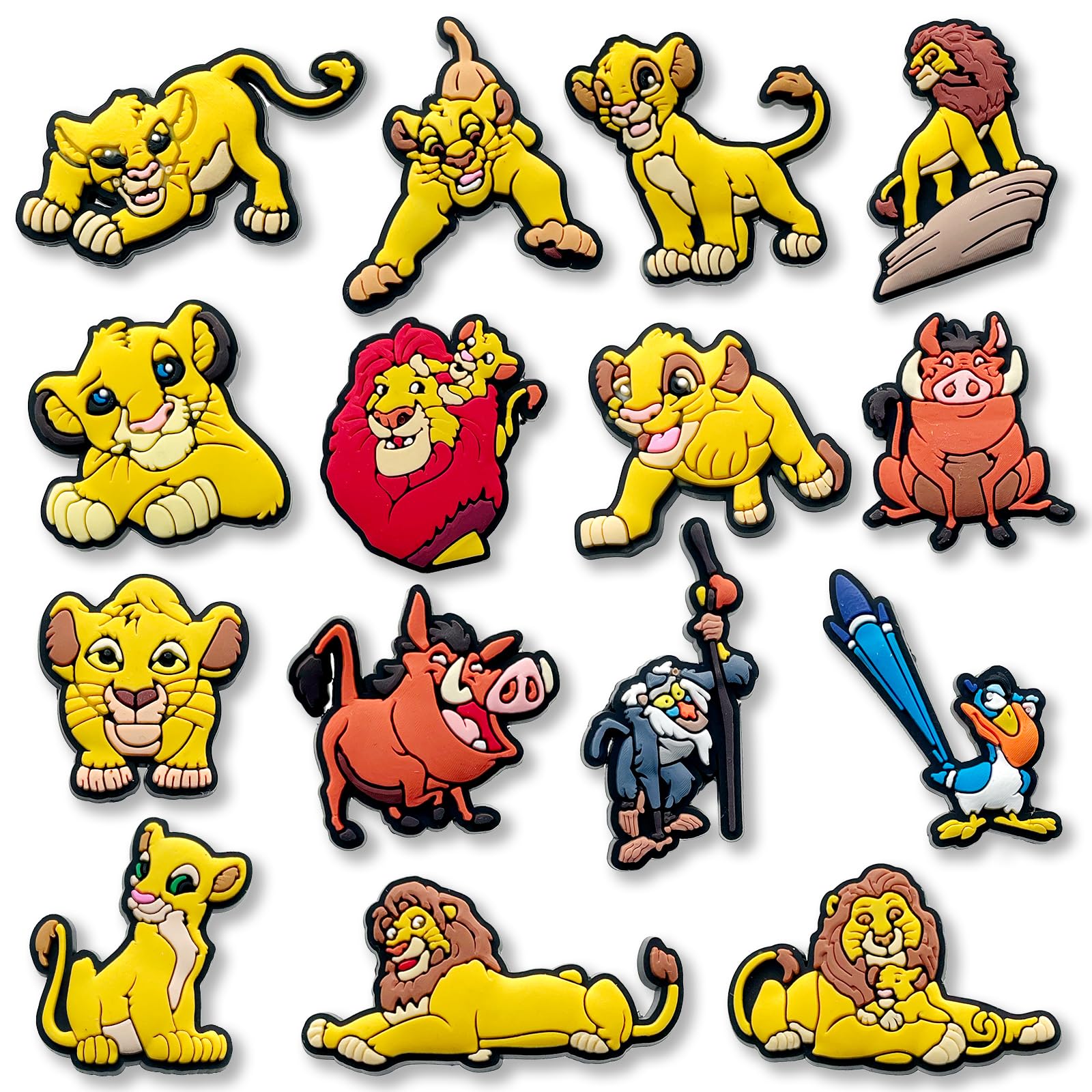 Wlyosvje 15Pcs Lion Shoe Charms for Clog Sandals, Shoes Decoration Charms for Teen Adults