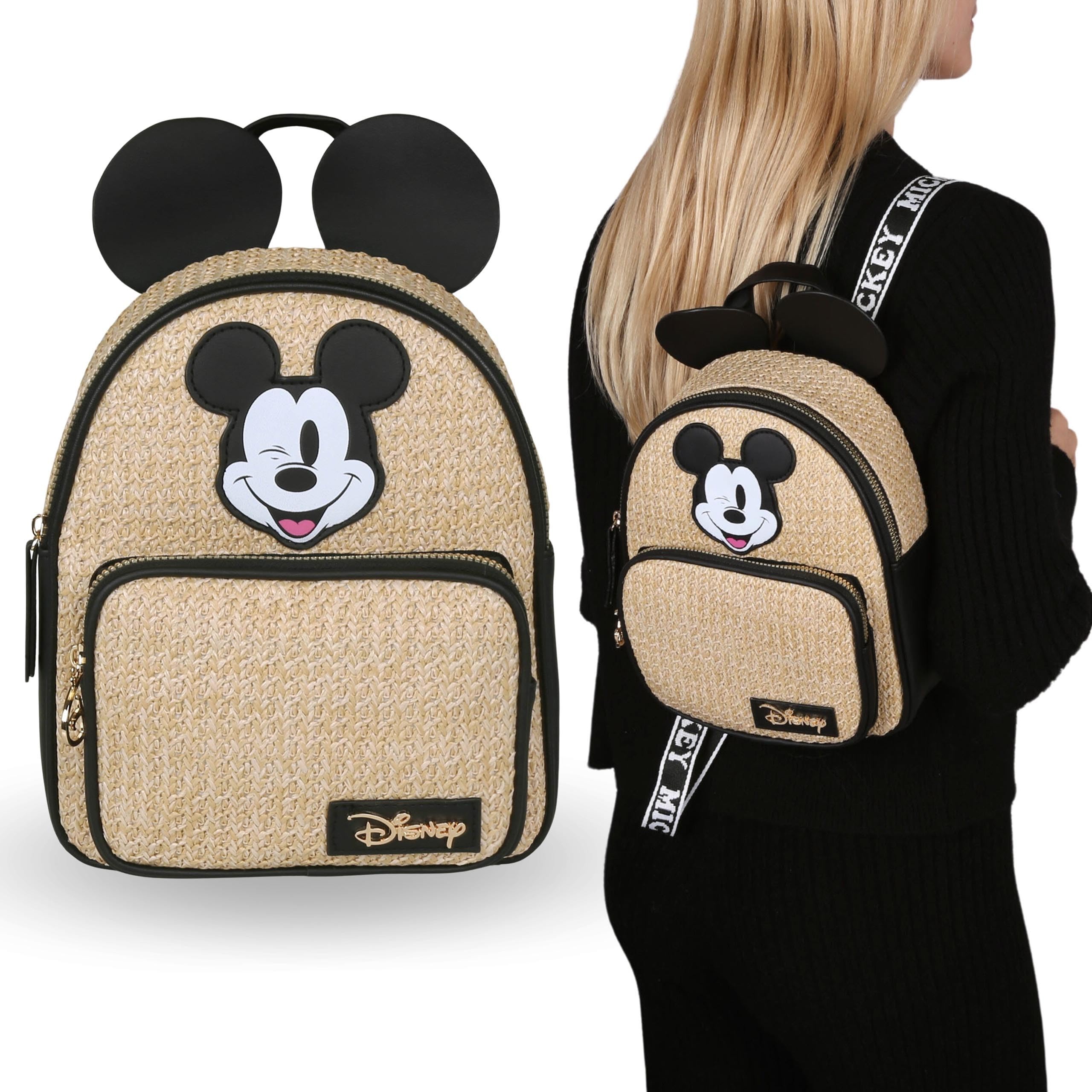 Mickey Mouse Disney Mochila urbana de mujer a cuadros, beige 25x8x21cm