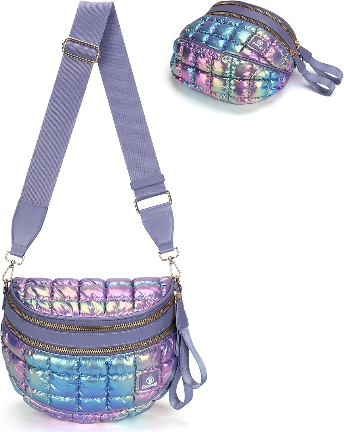 Puffer Crossbody Bum Bags for Women Puffy Checkered Purse Quilted Fanny Pack
