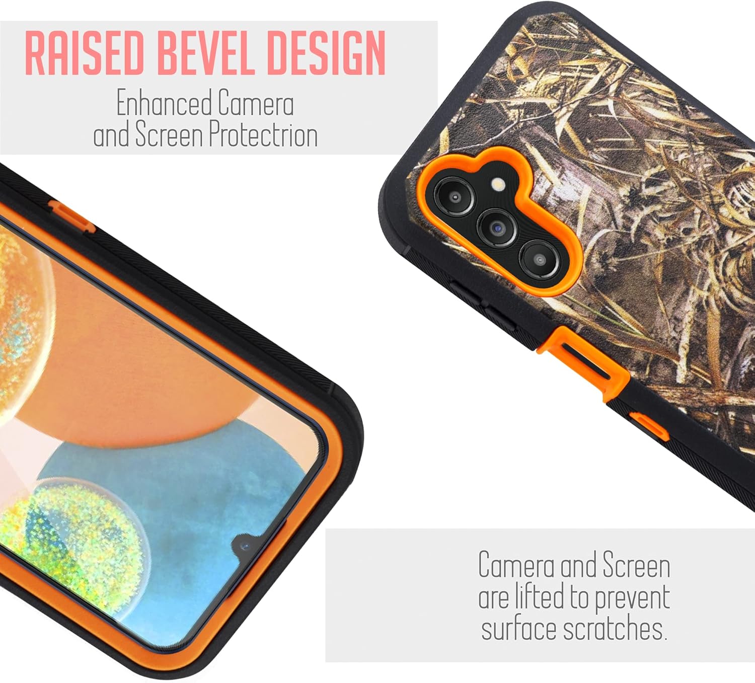Case with Belt-Clip Holster for Galaxy A14 5G Drop Full Body Rugged Shock Dust Proof Phone Cover with Built in Screen for Samsung A14 5G (Camo) - Image 5