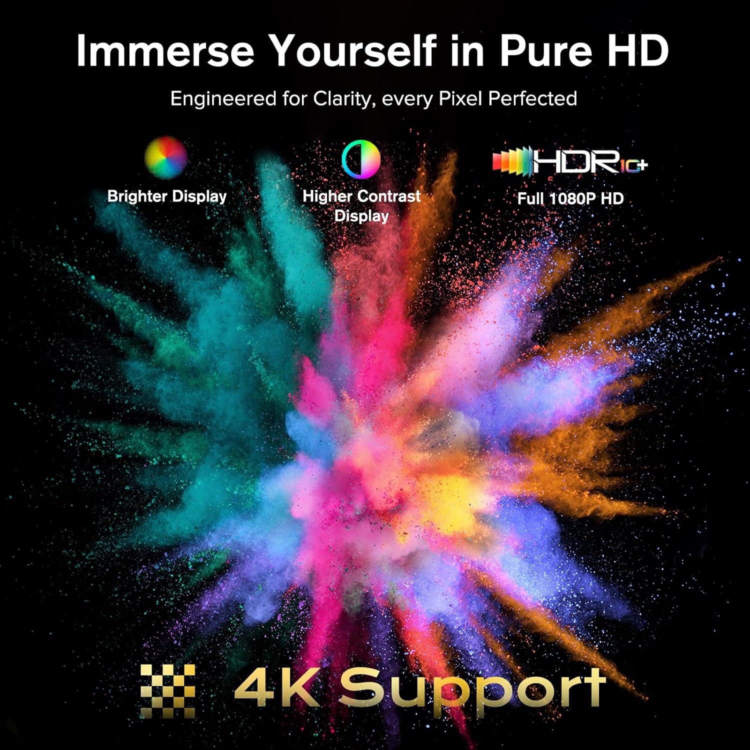 [Built in APP & Auto Focus] Native 1080P 4K Support Projector with Bluetooth 5.4 and Wifi 6 Portable Full HD, 180° Ceiling Rotation, Auto Keystone 1000 ANSI Movie Projector for Bedroom, Home, Outdoor