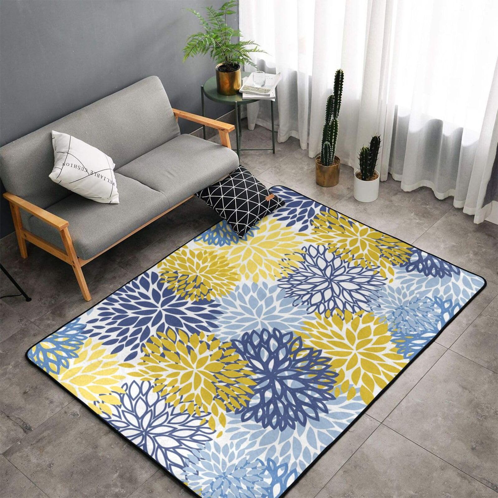 ラグ・カーペット MIYOSHI RUG FLOWER CHAIR RUG BLUE YELLOW ラグ・カーペット MIYOSHI RUG FLOWER CHAIR RUG BLUE YELLOW MIYOSHI
