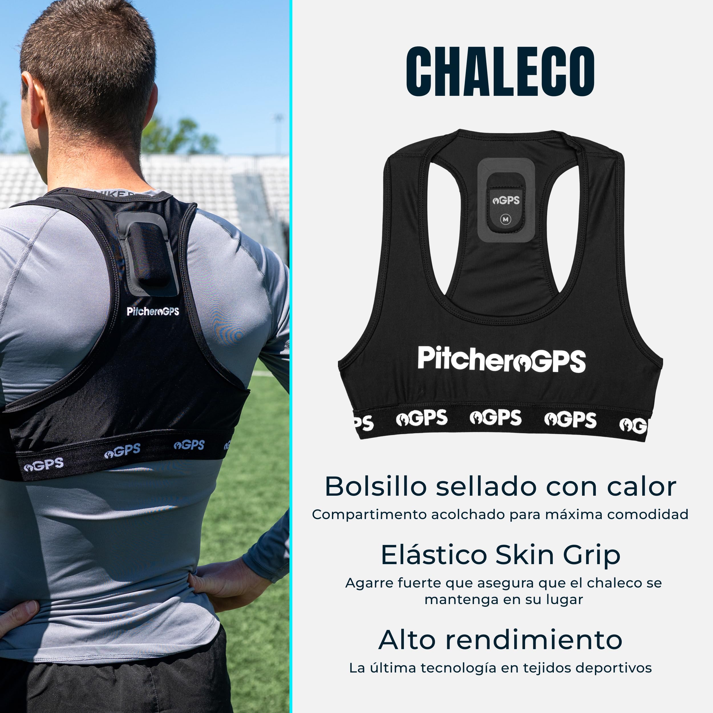 Rastreador de Jugadores con Chaleco - Tracker Deportivo con 18 Métricas - Suscripción 60 Días - Accesorios para Fútbol, Rugby y Hockey (M)