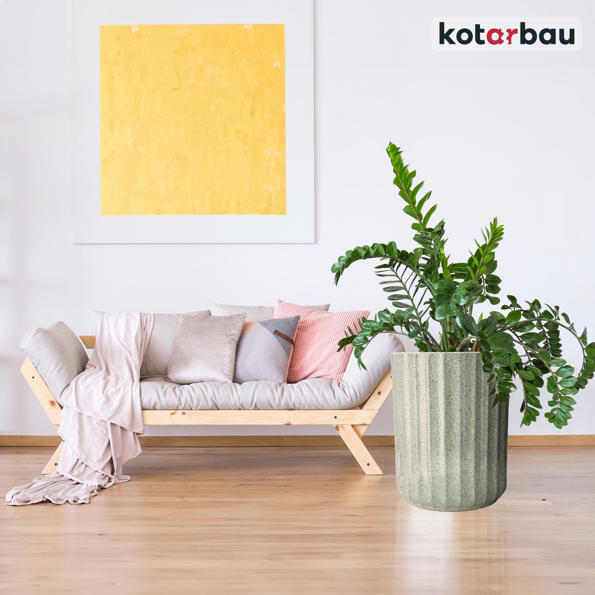 KOTARBAU® Set di 3 vasi da fiori in ceramica, diametro 19 cm, altezza: 41 cm, diametro: 25 cm, altezza: 44 cm, diametro: 31 cm, altezza: 47 cm, verde oliva, fiori in ceramica, per Zimmerp