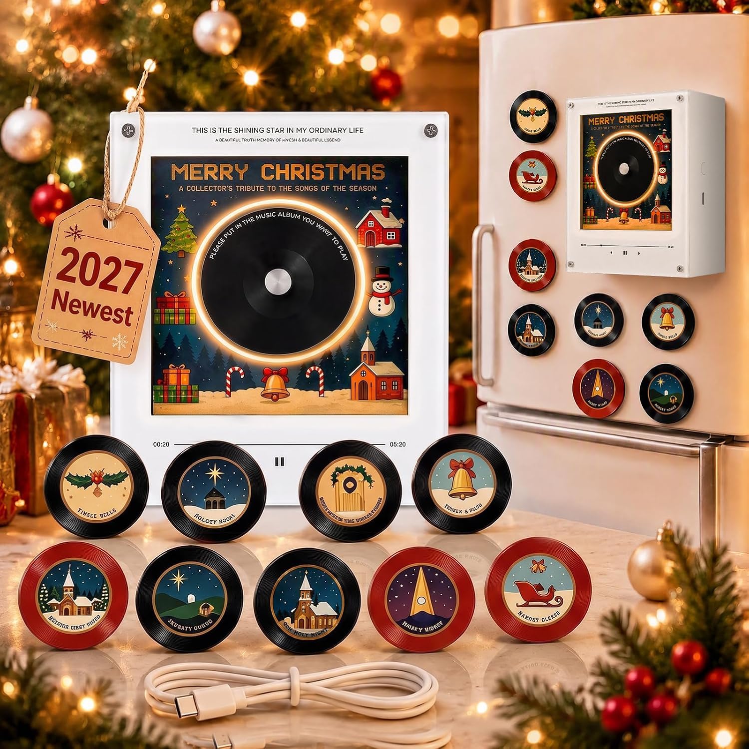 GSenhui Magnete Musicale Frigorifero, Vinile Calamita Frigo Natale