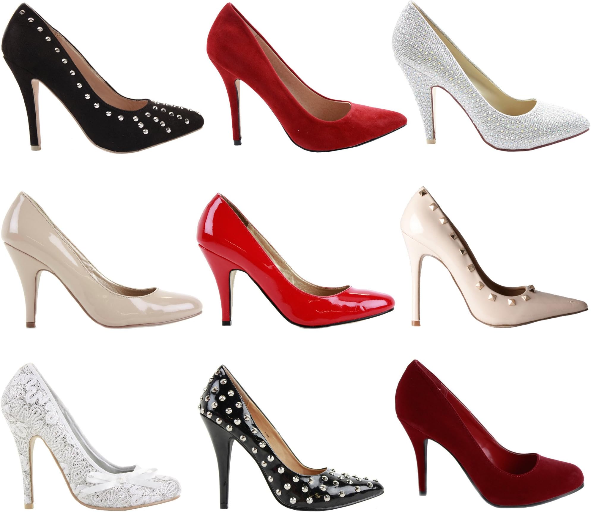Womens Ladies Low MID HIGH Heel Pointed Court Smart Party Office Work Stiletto Shoes Pumps Size