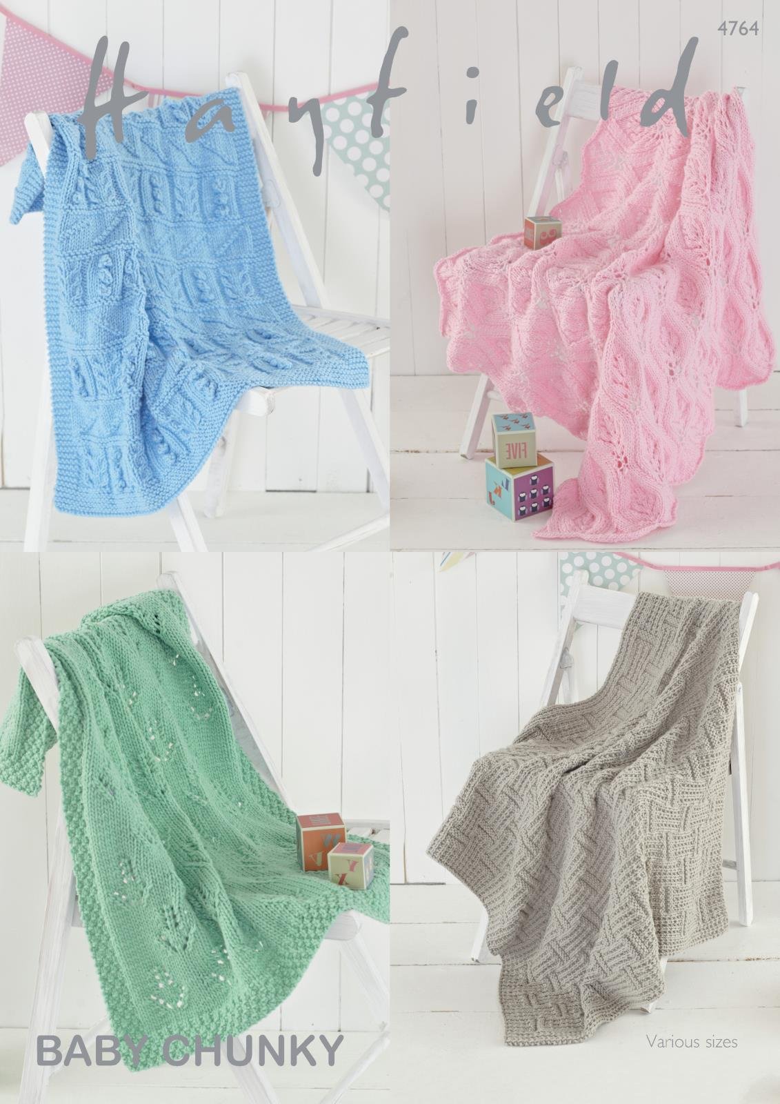 Sirdar Multicolor 4764 Knitting Pattern Blankets In Hayfield Baby Chunky