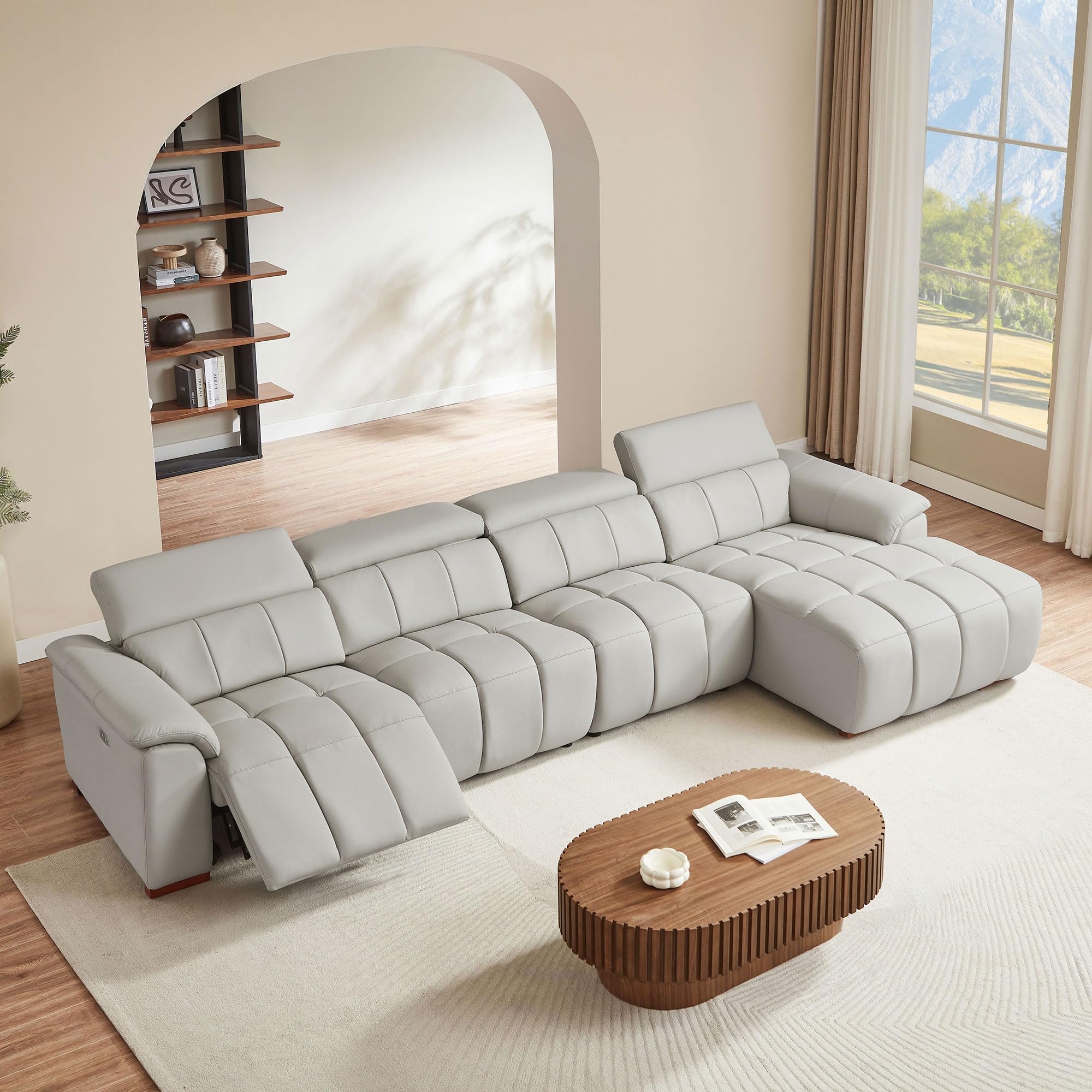 KEIKI Genuine Leather Reclining Sofa
