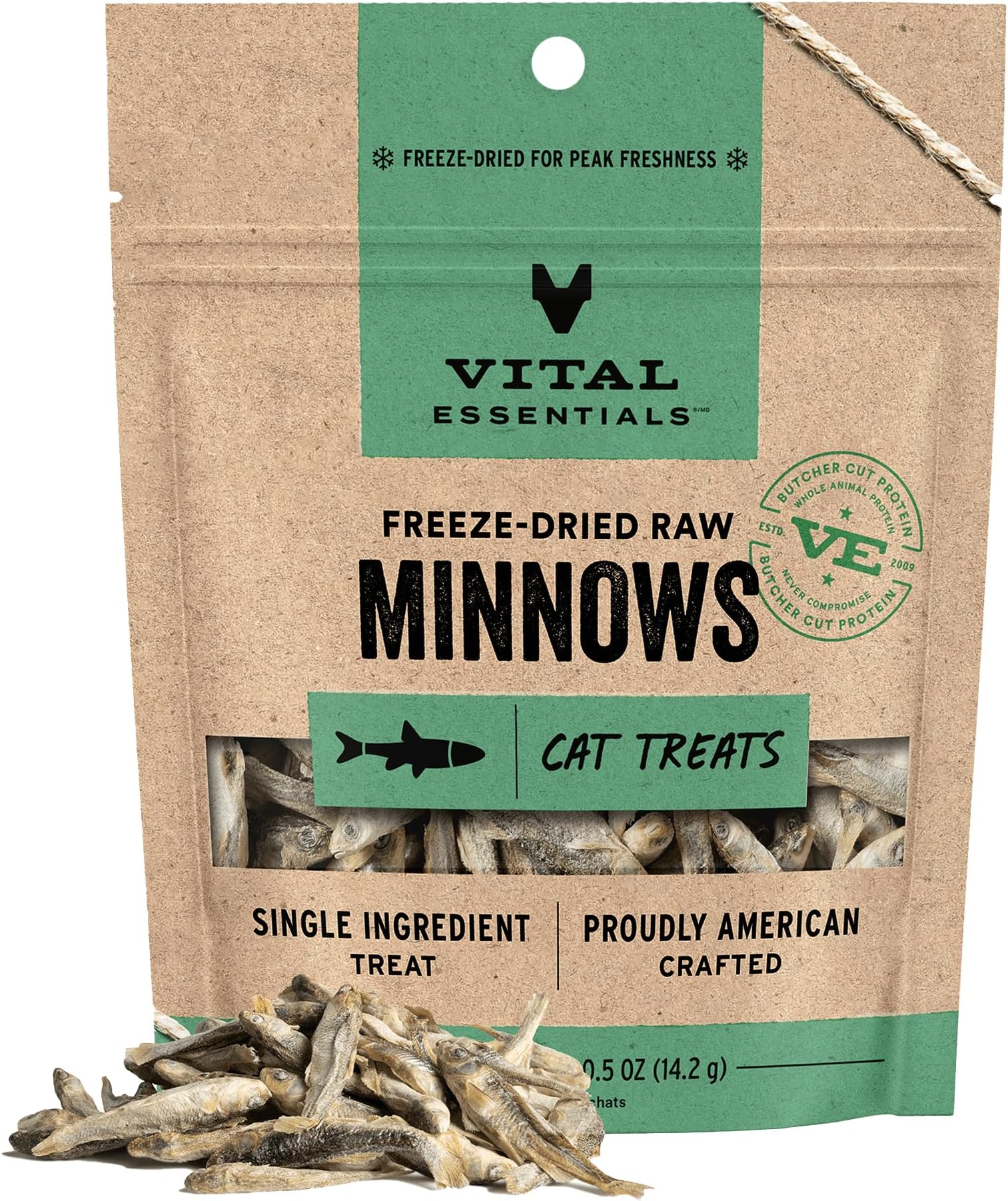 Freeze Dried Minnows Cat Treats | Single Ingredient | Premium Quality | Grain Free, Healthy Treats for Cats, 0.5 oz Bag