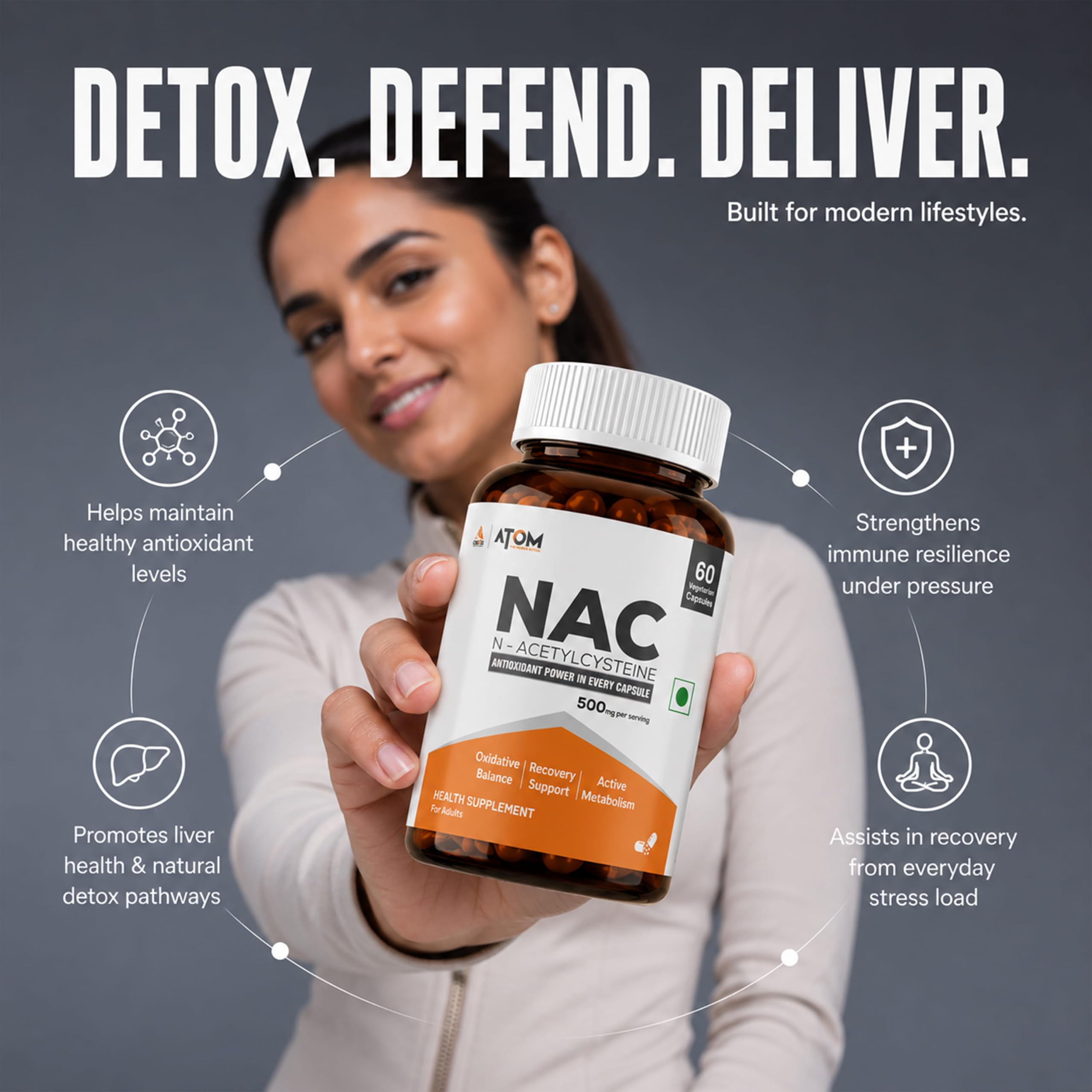 AS-IT-IS ATOM NAC (N-Acetylcysteine) 500mg I 60 Veg Capsules I Antioxidant Support for Overall Health I Health Supplement for Men & Women — Amazon image 7