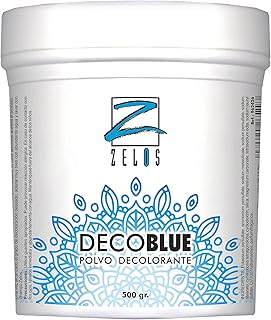 Polvo Decolorante Azul - 500gr - Cabellos Grises y Blancos - Decoloración de Uso Profesional - Suave Aroma a Polvo de Talco - ZELOS DECOBLUE