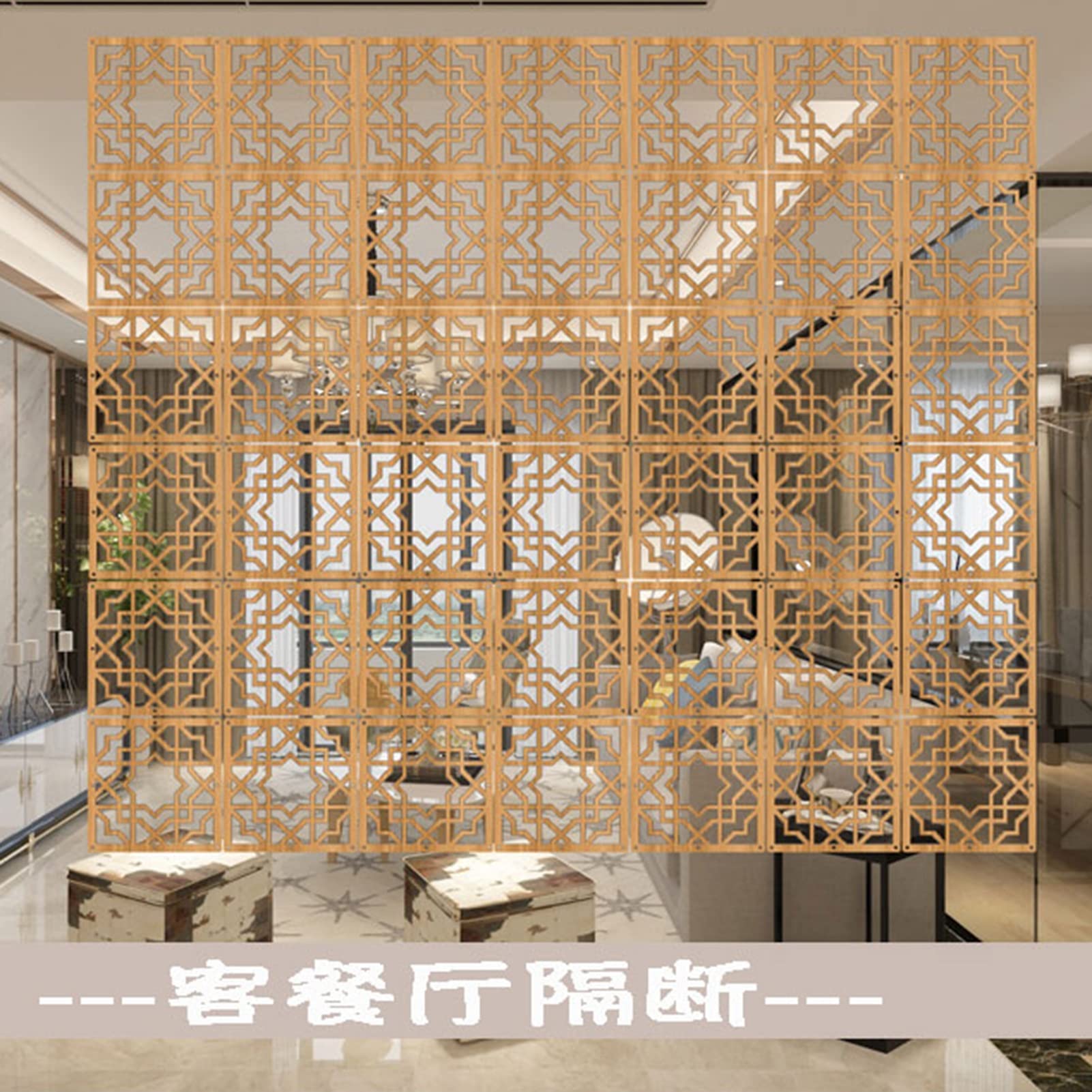 Divisorio dorato in legno-plastica per casa, ufficio, hotel e bar, facile installazione fai da te, 6 pannelli decorativi, stile 4