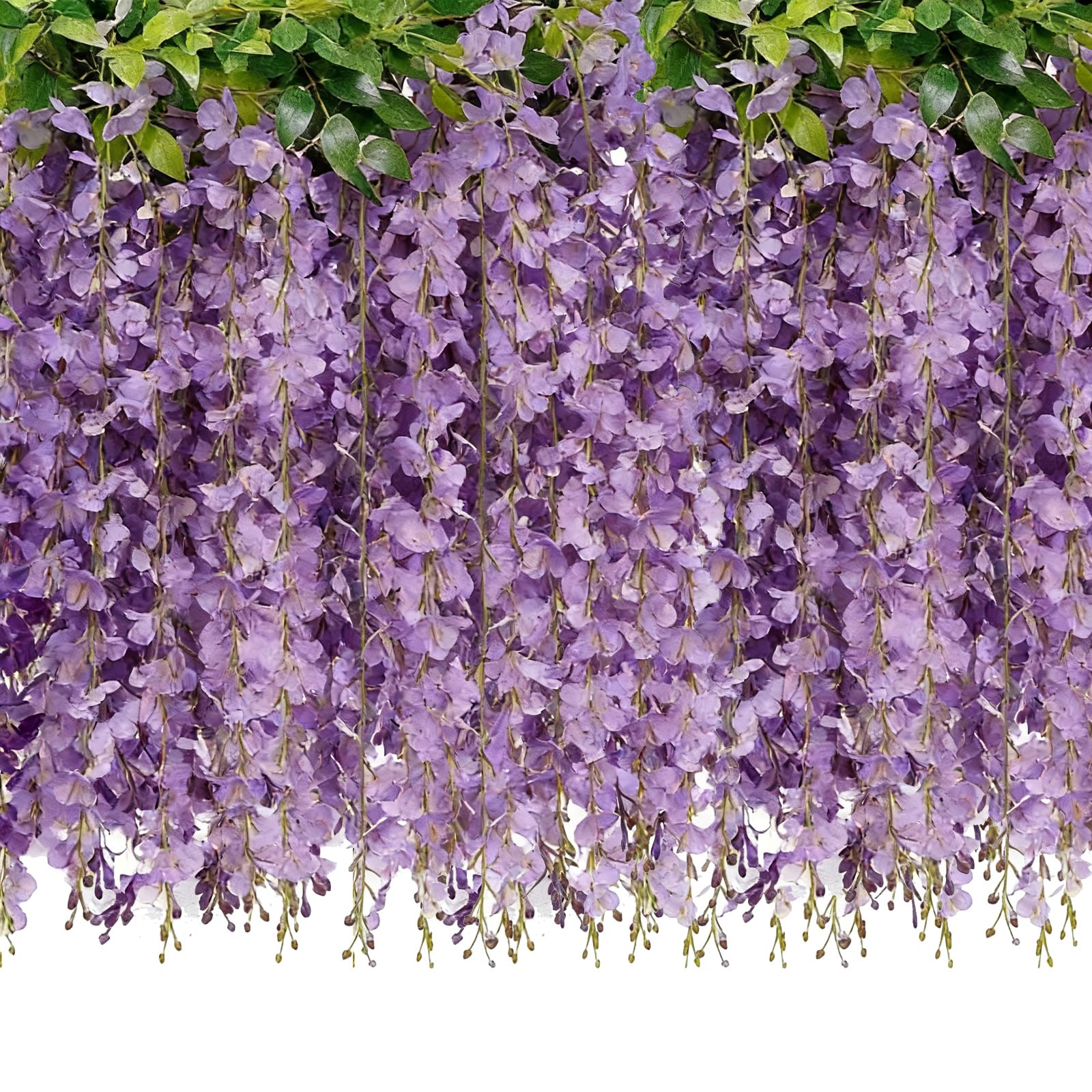 CECOMBINE 4 Pack 26Ft Wisteria Artificial Flowers, Purple Wisteria Hanging Vines With 40 Branches, Faux Silk Flower Garland for Wedding Decorations, Garden, Home & Party Decor