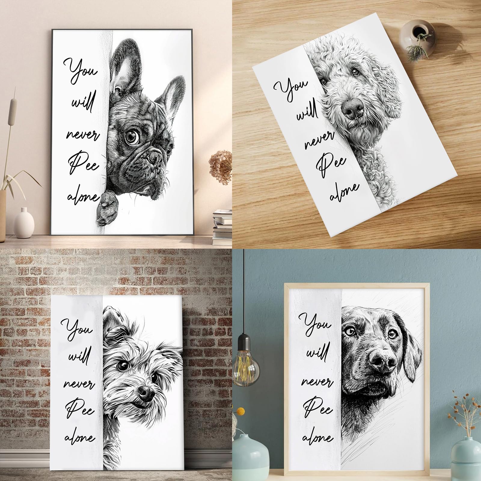 Amazon.com: VIRAGIL Funny Dog You Will Never Pee Alone Wall Art
