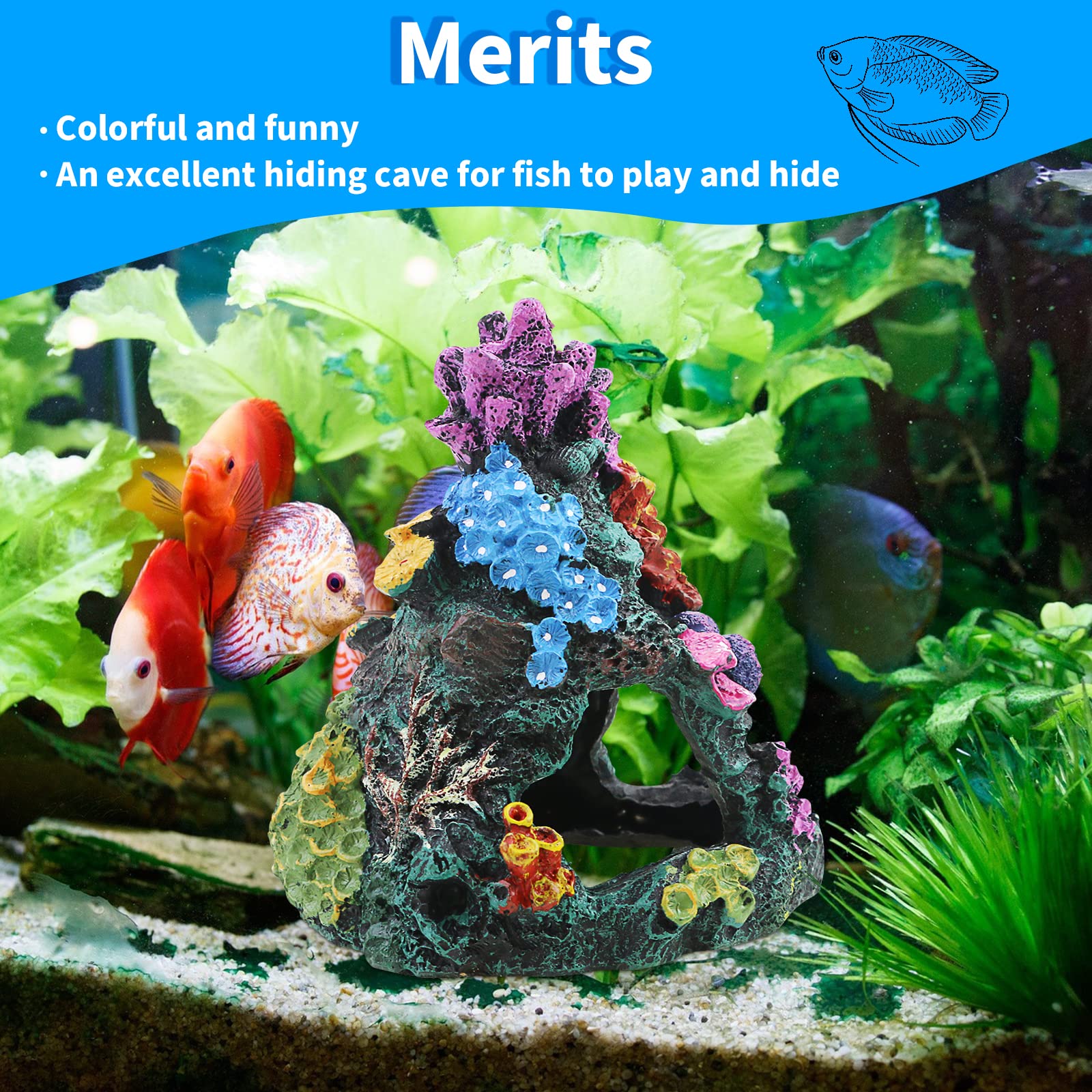 Amazon | Hslife 6インチ サンゴアクアリウム 装飾 水槽 樹脂 岩山