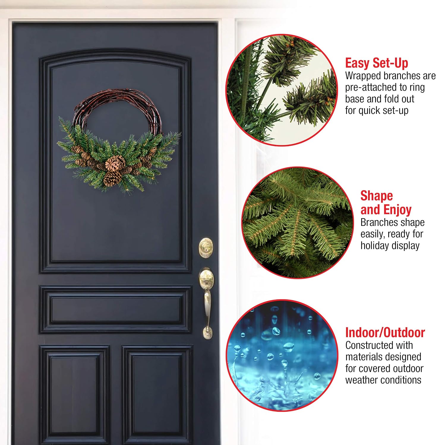 National Tree Pine Cone Wreath, 16-Inch, Green