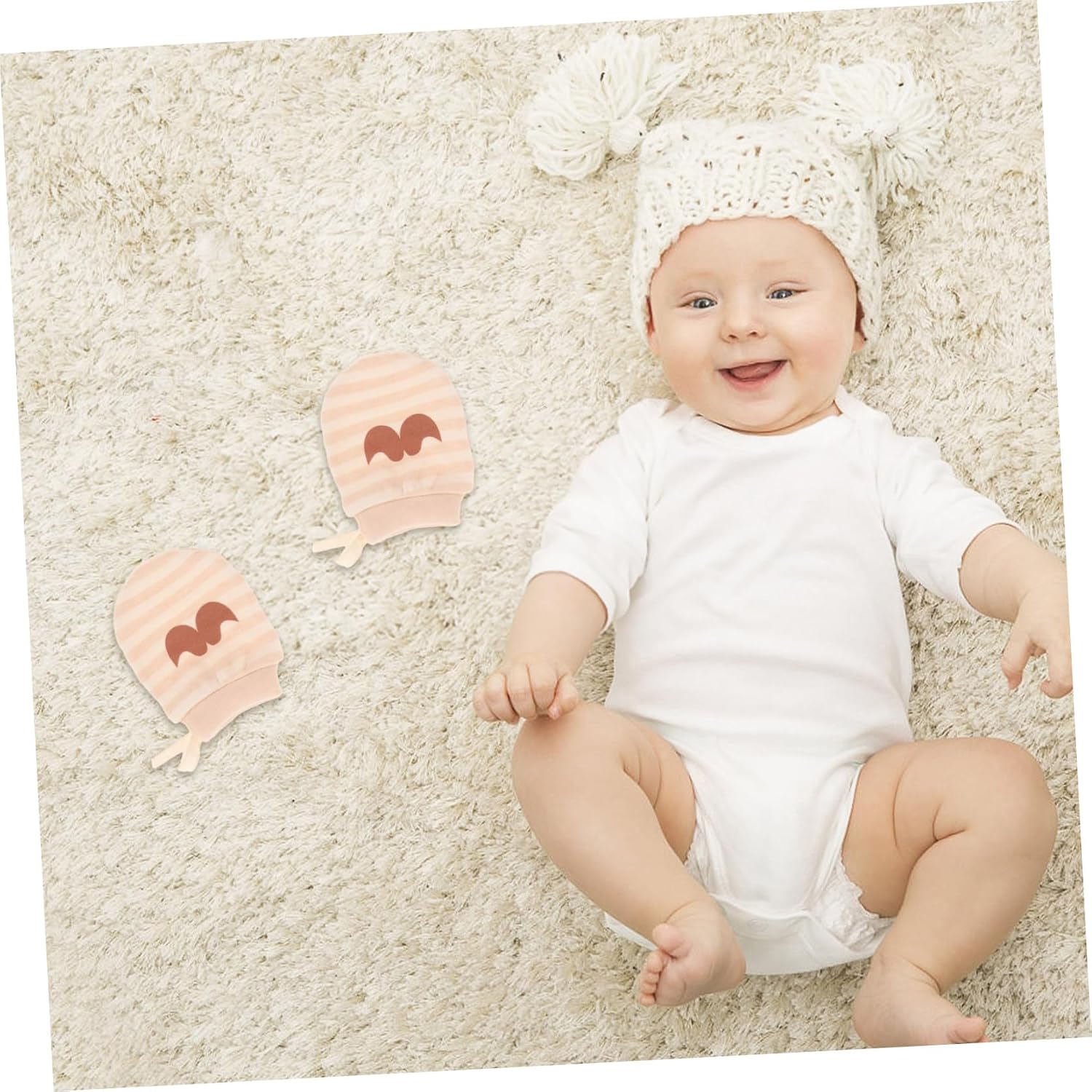 Didiseaon Infant Mittens Set 4 Pairs Newborn Girl Mittens Cotton No-scratch Soft Comfortable Universal Fit