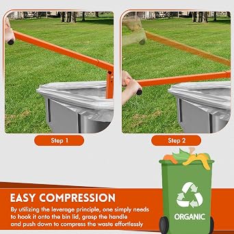 Wheelie Bin Compactor,Manual Rubbish Press for 120L and 240L Wheelie Bins,Adjustable Height Bin Compactor,Waste Recycling Hand Tool for Home Garden Restaurant Community Sanitation