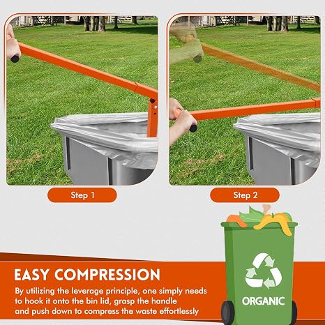 Wheelie Bin Compactor,Manual Rubbish Press for 120L and 240L Wheelie Bins,Adjustable Height Bin Compactor,Waste Recycling Hand Tool for Home Garden Restaurant Community Sanitation