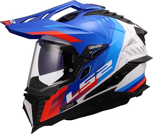 LS2, Casque Moto Cross EXPLORER HEXA White Blue Red, L