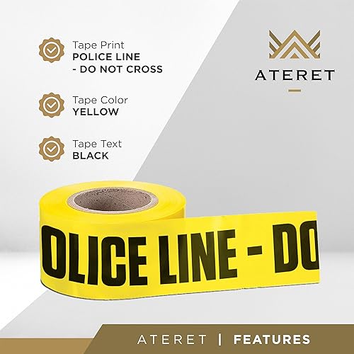 Miniatura 43 de ATERET - Cinta de seguridad de 3 pulgadas x 1000 pies, 2 unidades, con texto «Crime Scene Do Not Cross», de construcción, para zonas peligrosas