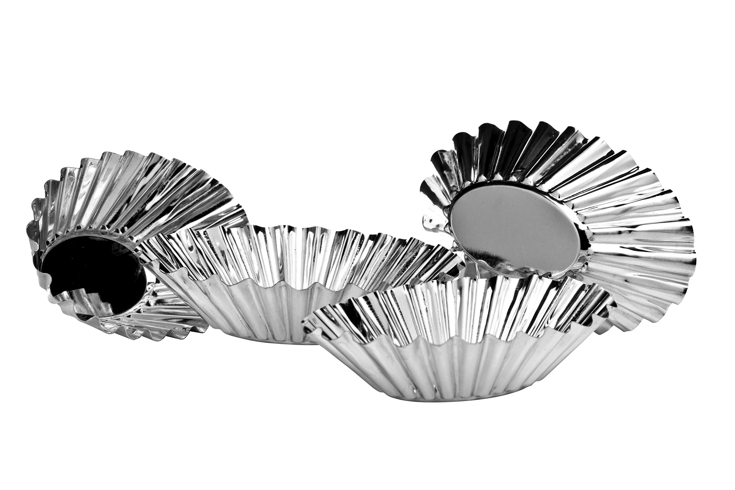 Orsina Set Of 4 Silver Oval Fluted Cake MouldsScalloped Baking ShellsShiny Pastry TinsDecorative Tart Moulds from B&Q