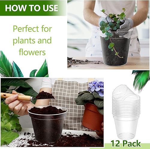 Miniatura 2 de Hoolerry Paquete de 12 macetas grandes transparentes para orquídeas con agujeros, macetas de plástico transparente para el cuarto de bebé, macetas