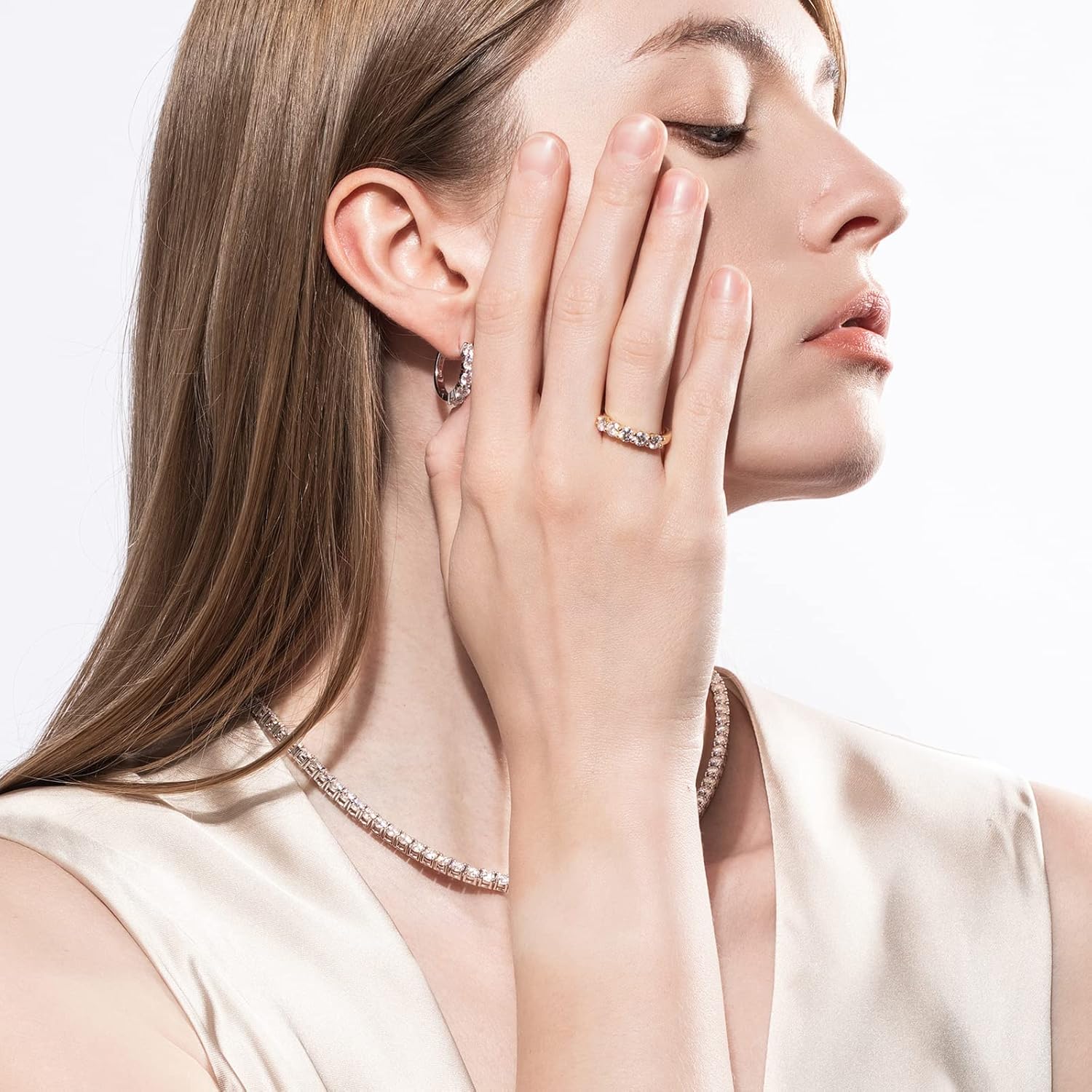 AnuClub 5 Stone Moissanite Ring 1.5cttw D Color VVS1 Clarity 925 Sterling Silver Stackable Rings For Women With Certificate - Image 7