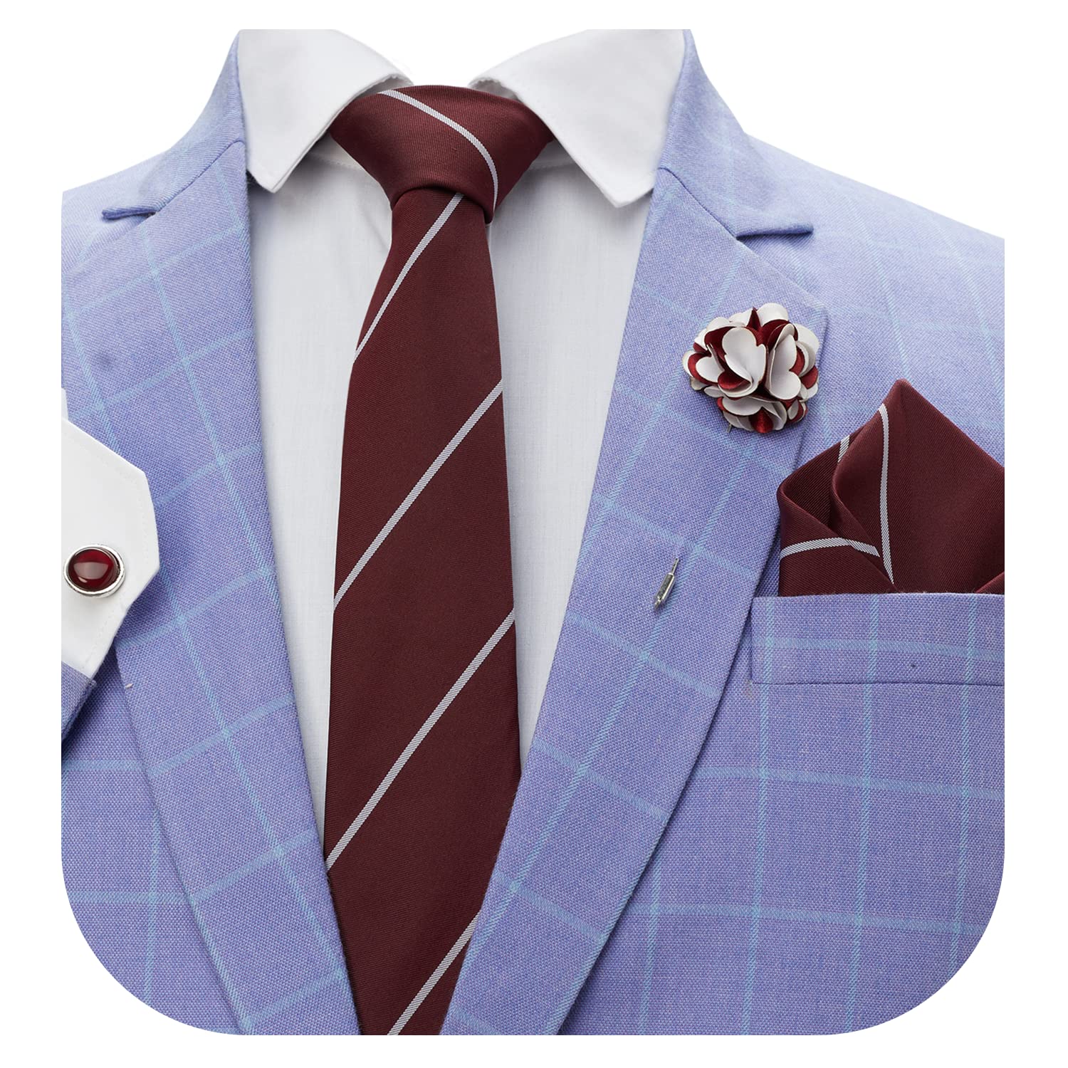 BLACKSMITH Tie, Cufflink, Pocket Square, Lapel Pin, Set of 4 for Men [ Free Size ] (A12-MAROON) (B08ZKYNPBK) Amazon Price History, Amazon Price Tracker