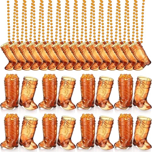 Sieral Vasos de chupito para botas en collar de cuentas, collar de taza de cristal de tiro de vaquera de plástico para novia y novio, suministros