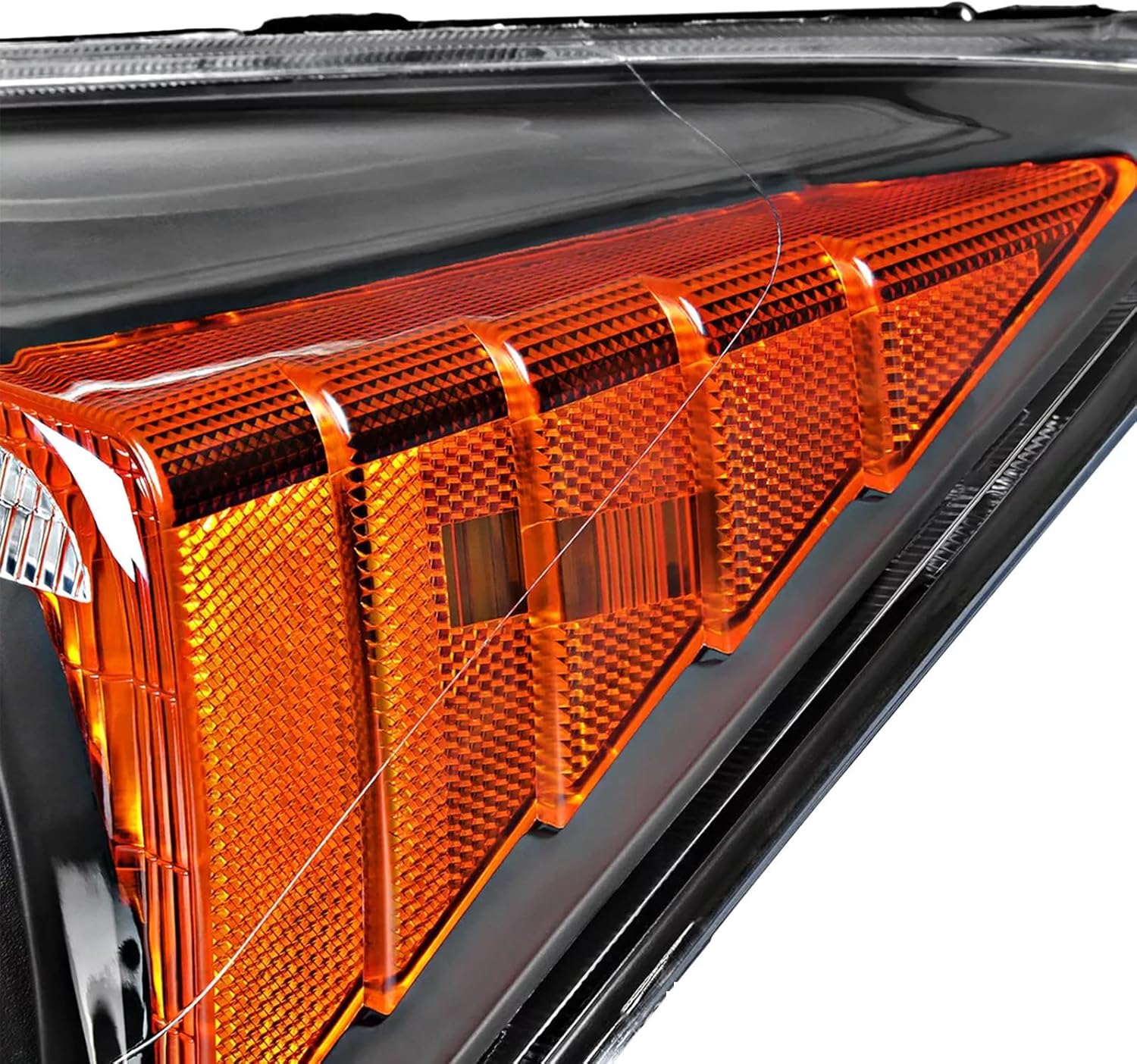 For 2007 2008 2009 2010 2011 Honda CR-V CRV Headlight Assembly Replacement for 07-11 CRV Head Lights Driver and Passenger Side, Black Housing Amber